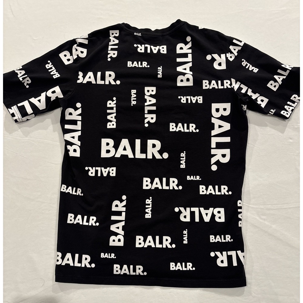 BALR. Black All-Over Logo‎ T-Shirt Men L Football/Soccer Designer Streetwear - Picture 4 of 8